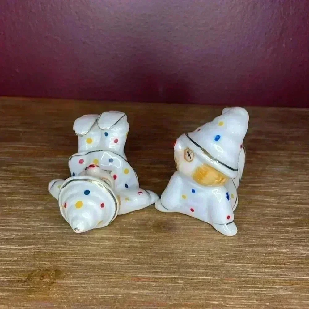 Kitschy Vintage Tumbling Silly Clown Figurines 2.5” Set of 2